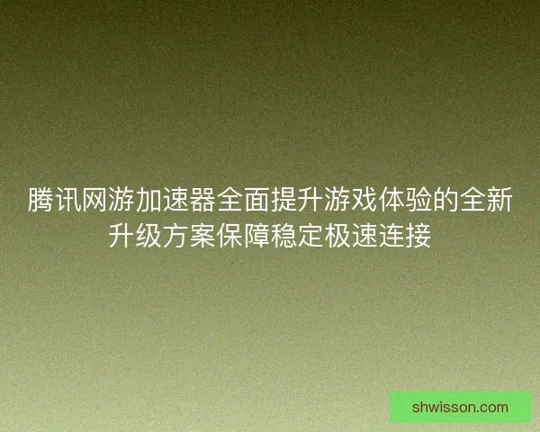 腾讯网游加速器全面提升游戏体验的全新升级方案保障稳定极速连接