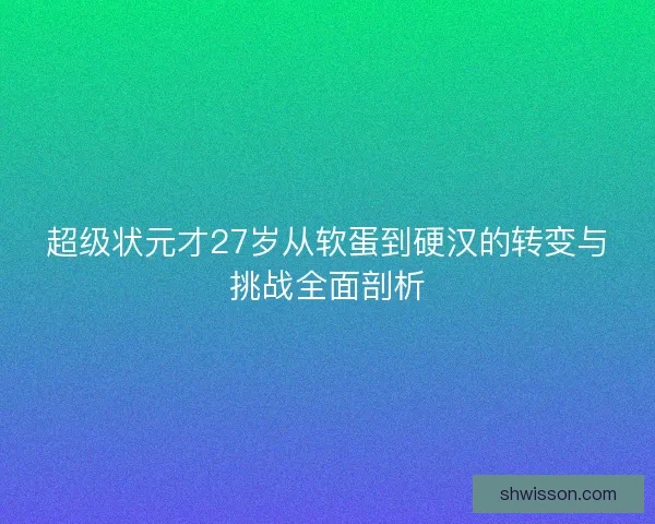 超级状元才27岁从软蛋到硬汉的转变与挑战全面剖析