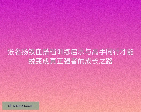 张名扬铁血搭档训练启示与高手同行才能蜕变成真正强者的成长之路